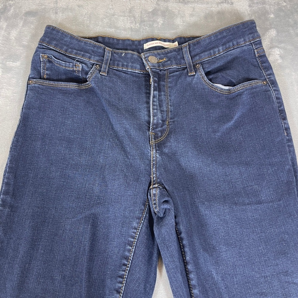 Levi Strauss & Co Womens Classic Mid Rise Skinny Jeans Dark Wash W31 L30 12M - Picture 2 of 7